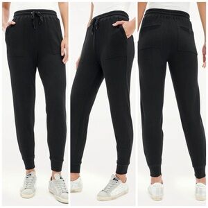 Splendid Thermal Joggers Drawstring Cuffed Ankle Black Grey Gray Large NWT NEW